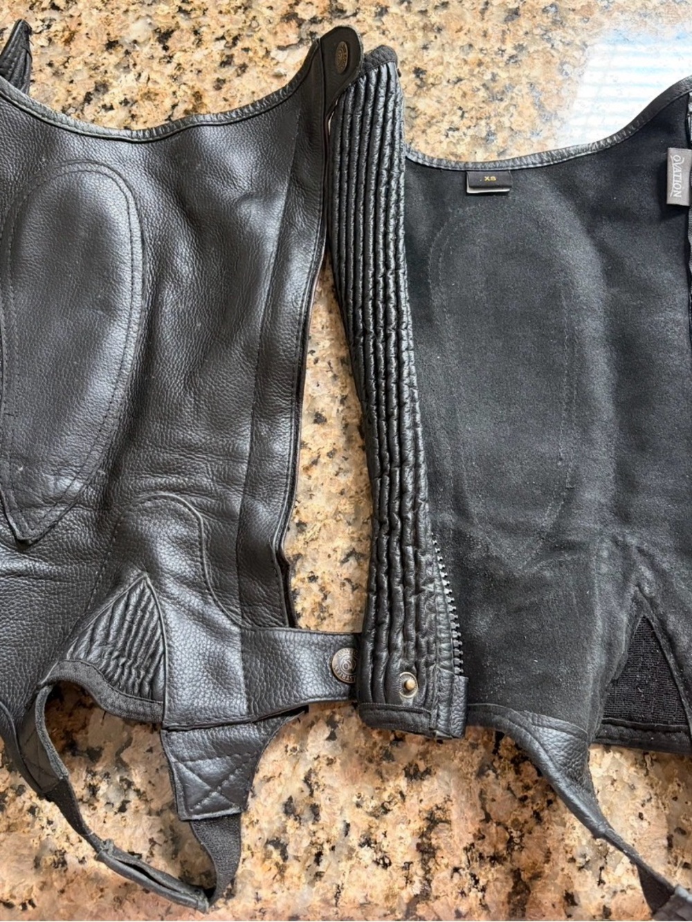 Ovation Black Leather Women’s chaps for horse riding